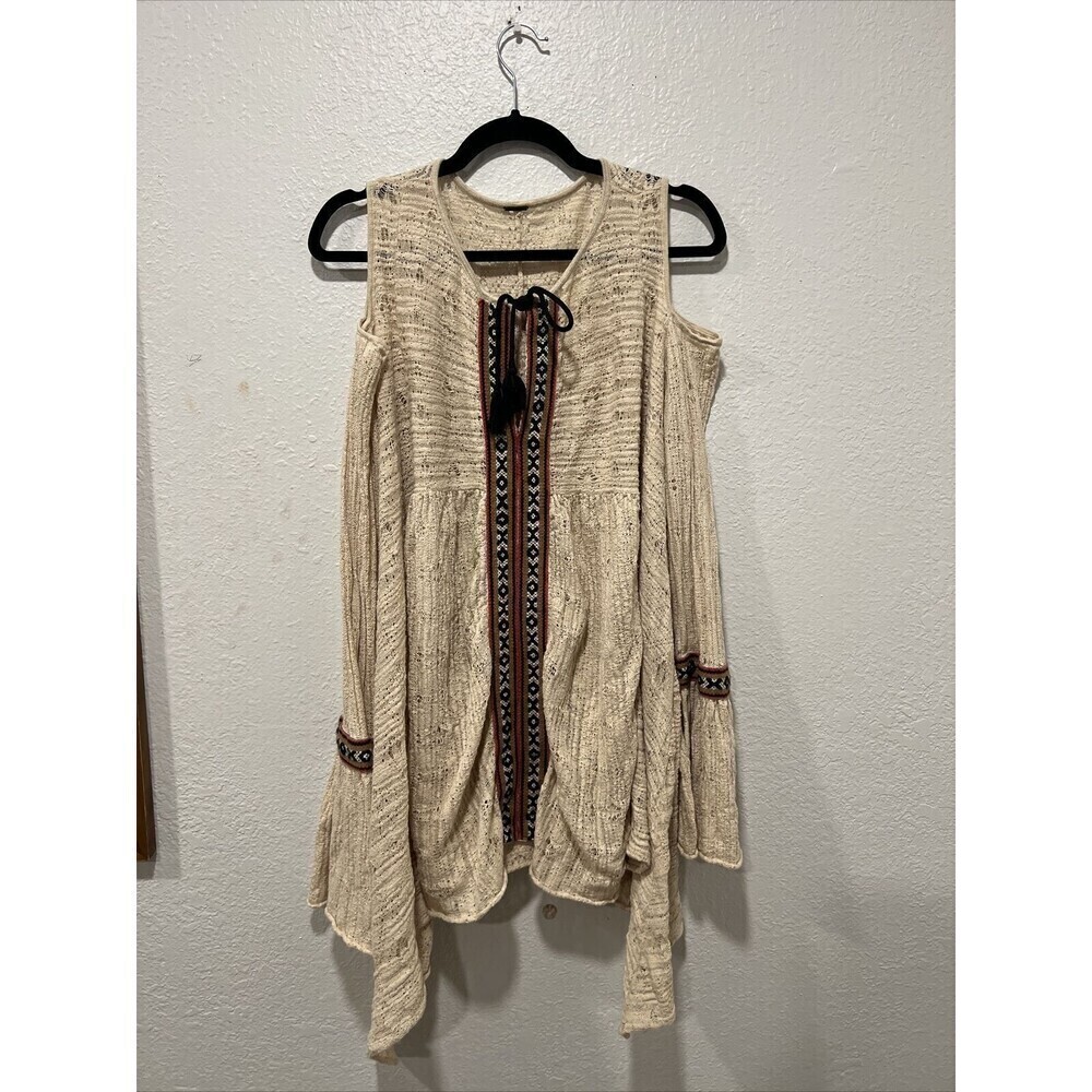 Free People For The Love of Flowers Cold Shoulder Embroidered Tunic See Measures